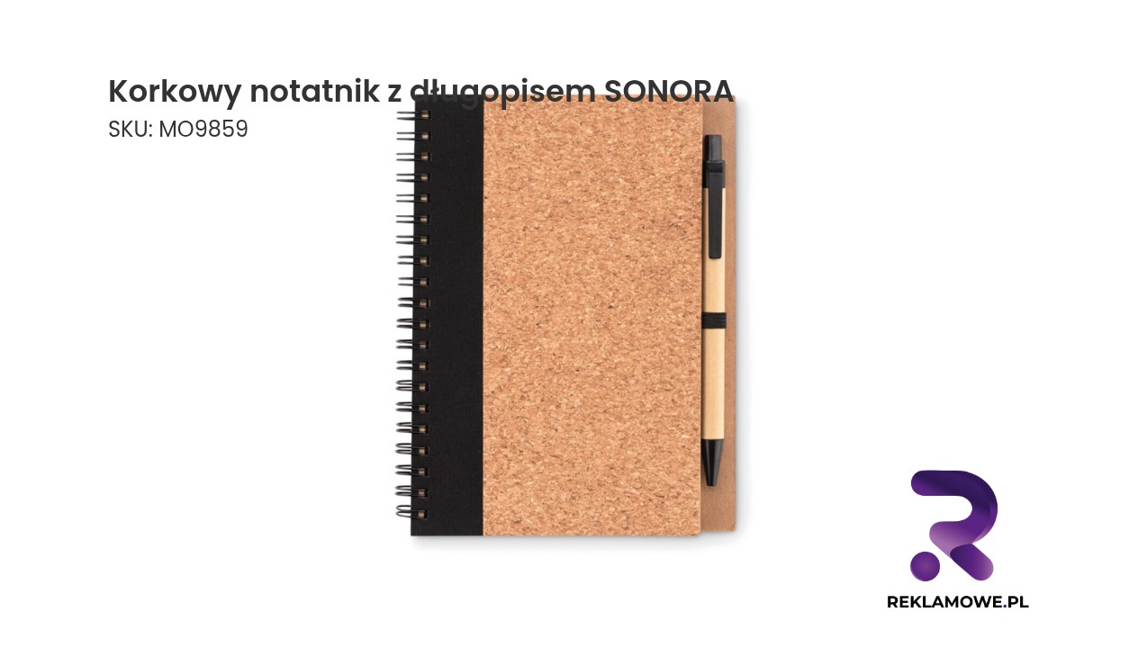 Ekologiczny korkowy notatnik z długopisem SONORA