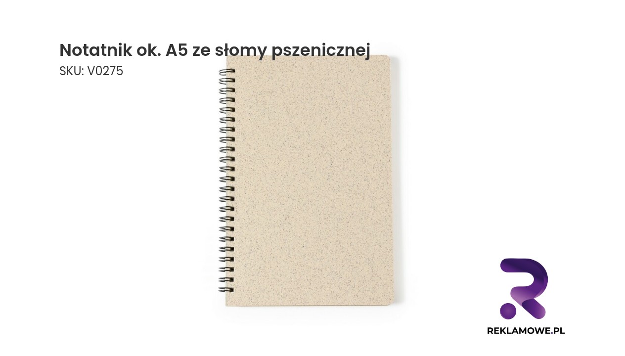Notatnik około A5 wykonany ze słomy pszenicznej