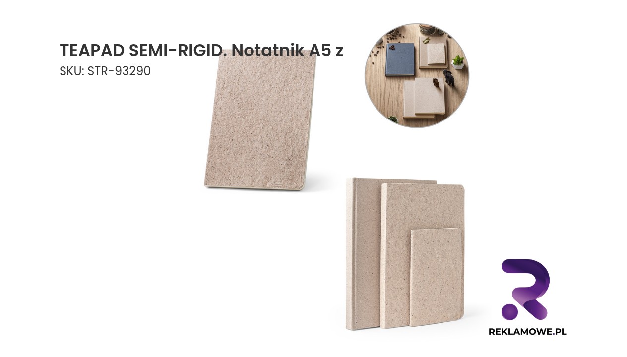 TEAPAD SEMI-RIGID. Notatnik A5 z półsztywną okładką wykonaną z odpadów liści herbaty (65%) Notatnik A5 TEAPAD SEMI-RIGID w okładce