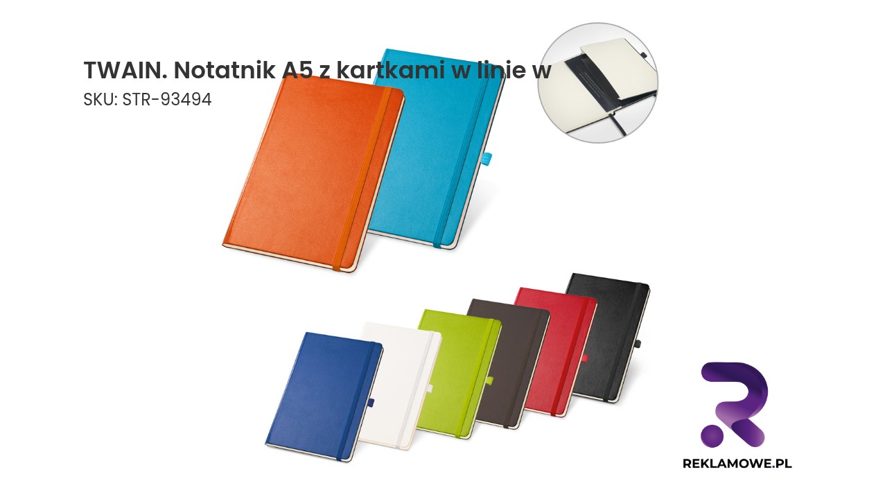 TWAIN. Notatnik A5 z kartkami w linie w kolorze kości słoniowej Notatnik A5 TWAIN z kartkami w linie