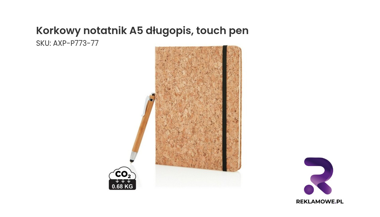 Korkowy notatnik A5 z długopisem touch pen
