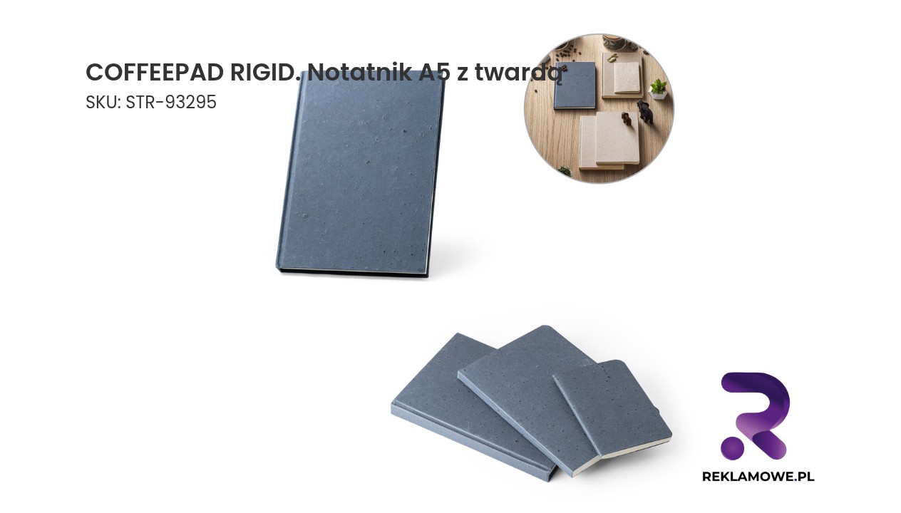 COFFEEPAD RIGID. Notatnik A5 z twardą okładką wykonany z odpadów z łusek kawy (65%) Notatnik A5 COFFEEPAD RIGID z twardą okładką