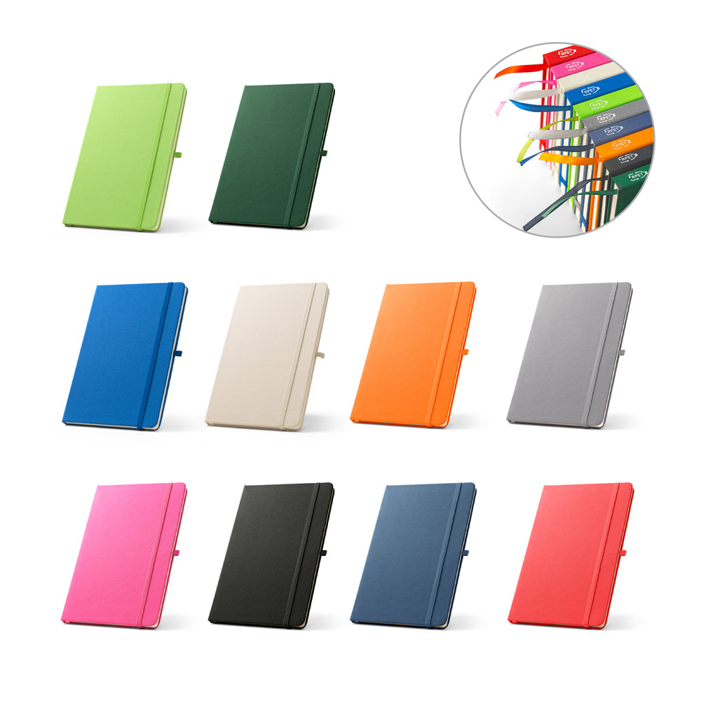 ANNE. Notatnik A5 z poliestru z recyklingu (100% rPET) z kartkami w linie 93297_set