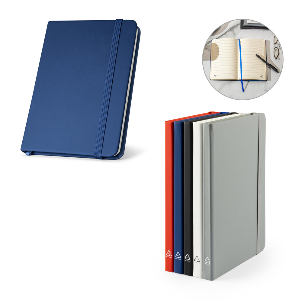CAMPUS. Notatnik A5 w twardej oprawie z PU (35% z recyklingu) z kartkami w linie w 100% z recyklingu 93637_set